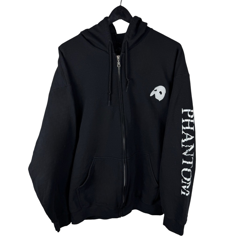 Mens Y2K The Phantom of The Opera Theatre Full Zip Black Hoodie Size XL